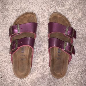 Pink Metallic Two-Strap Birkenstock’s